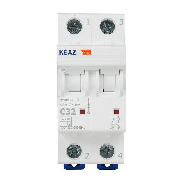 Выключатель автоматический модульный OptiDin BM63-2C32-4.5-УХЛ3 КЭАЗ 326806 фото 2