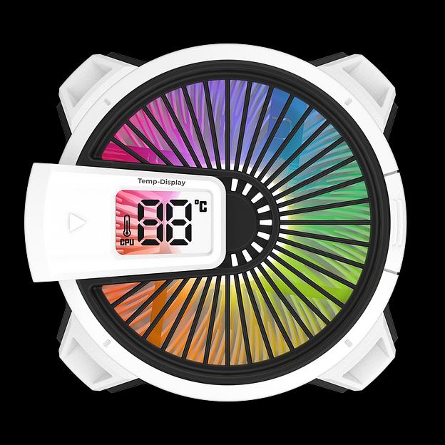 Кулер для процессора Alseye Warriors W90, 1х92мм, 900~3000rpm, 4-pin, Al+Cu, белый/ARGB, 52.5CFM, 28.3дБ, TDP 90Вт, LCD-дисплей, INTEL 1700/1200/115x, AMD не поддерживается (W90W) фото 2