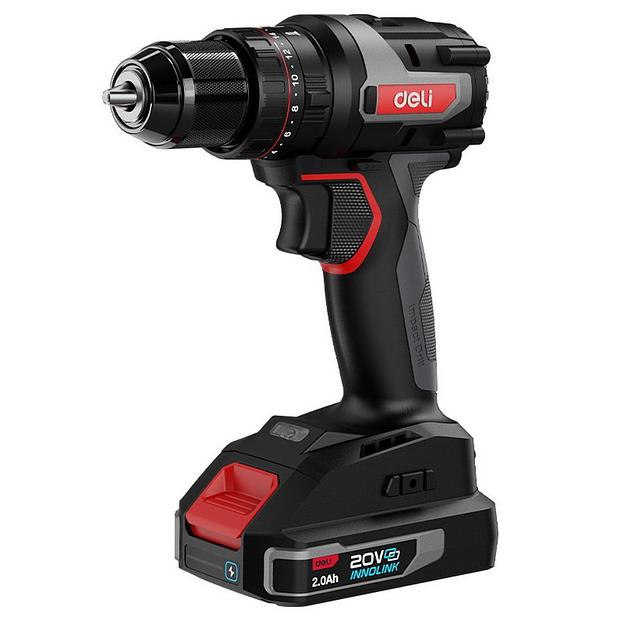 Дрель-шуруповерт аккумуляторная Deli DE-DZ20-1D2, (2 АКБ*2Ач+ЗУ, 20В, 10мм, 50Нм, сумка) фото 1