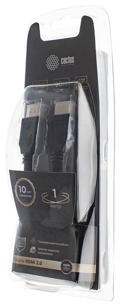 Кабель аудио-видео Cactus CS-HDMI.2-1 HDMI (m)/HDMI (m) 1м. Позолоченные контакты черный фото 3