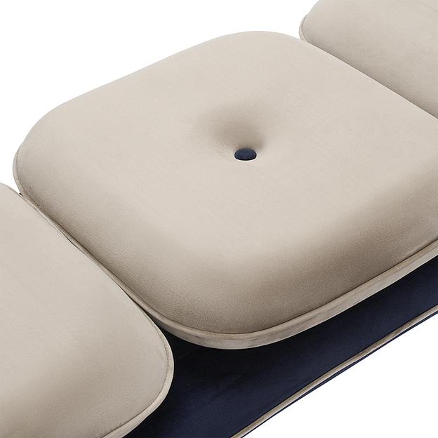 Банкетка Pea, велюр, бежевая/темно-синяя фото 5