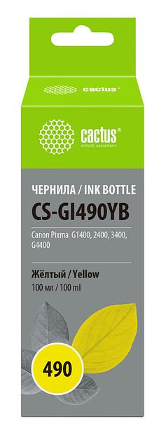 Чернила Cactus CS-GI490YB желтый 100мл для Canon Pixma G1400/G2400/G3400 фото 1
