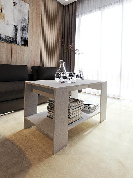 Столик журнальный Wood&Stone «Шеда» белый 90×50.2×50 см фото 1