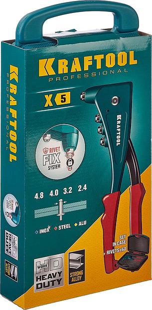 KRAFTOOL X-5F, 2.4 - 4.8 мм, 260 мм, удержание заклепки, литой заклепочник в кейсе (31173-H6) фото 10