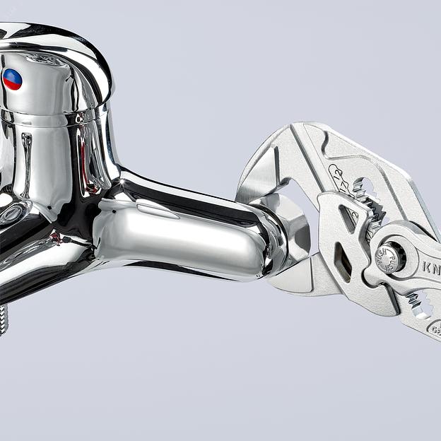 Клещи переставные - гаечный ключ 52 мм (2) L- 250 мм Cr-V хромированные обливные рукоятки KN-860 3250 фото 6