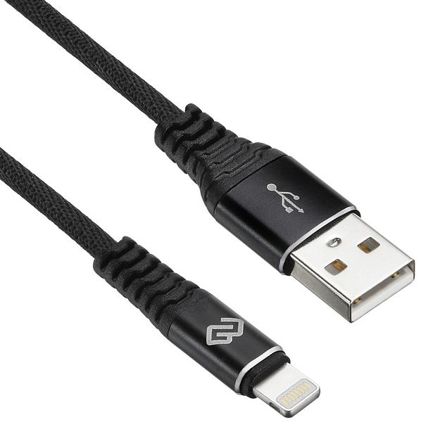 Кабель Digma LIGHT-3M-BRAIDED-BLK USB (m)-Lightning (m) 3м черный фото 1