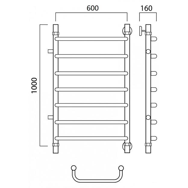 Полотенцесушитель водяной Роснерж Скоба L102001 100x60 с боковым подключением 700 фото 2