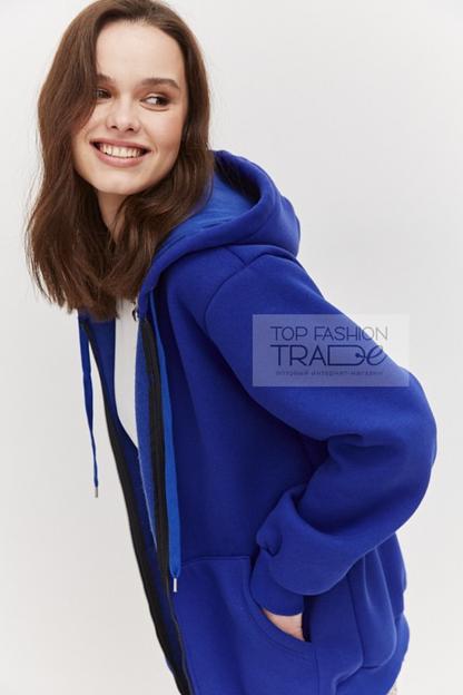 Худи зиппер женское трехнитка с начёсом на молнии синий «василёк» ZIP01-3 фото 1