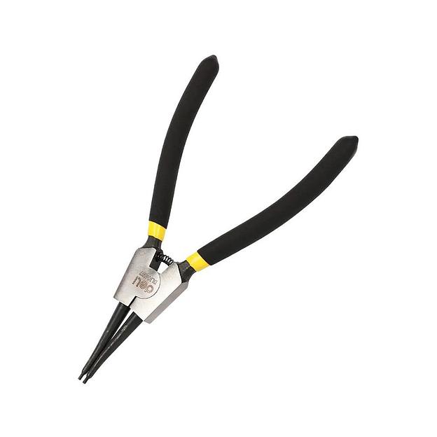 Прямой съемник внешних стопорных колец Deli DL104107 175мм, углеродистая сталь 55#, прорезиненная рукоять фото 1