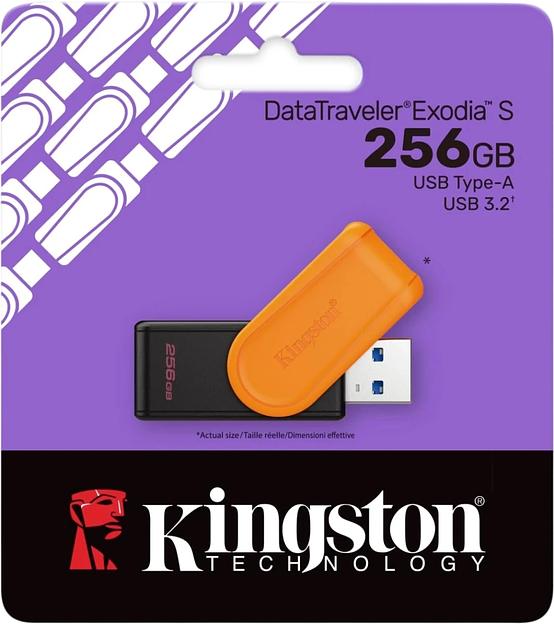 Флеш Диск Kingston 256GB DataTraveler Exodia S DTXS/256GB USB3.2 оранжевый/черный фото 3