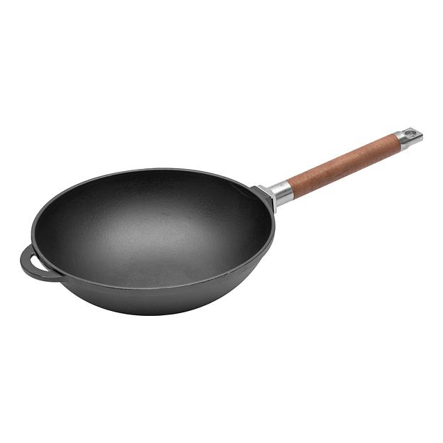 1124 Сковорода вок чугунная, 24 см, с ручкой фото 1