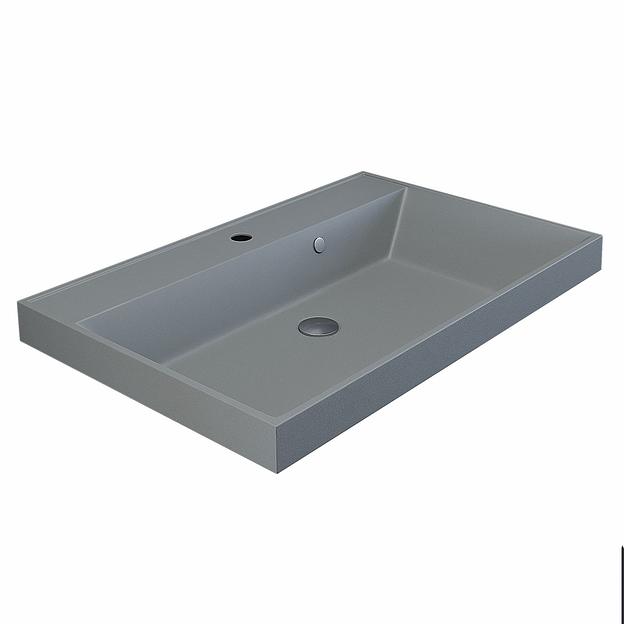 Раковина кварцевая для ванной комнаты Uperwood Classic Quartz 70 см, серая матовая, платина фото 6