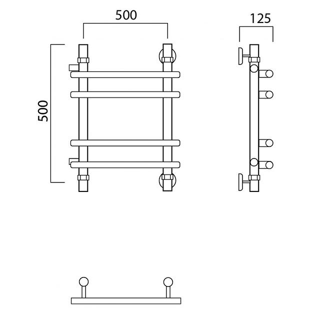 Полотенцесушитель водяной Роснерж Нео 1 L106011 50x50 с боковым подключением 320 групповой фото 2