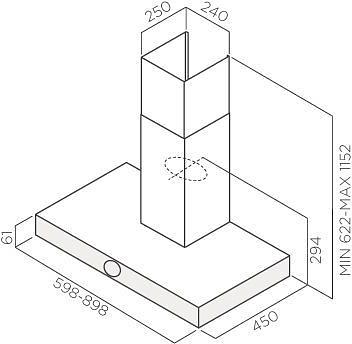 Вытяжка каминная Jet Air Touch IX/A/90 нержавеющая сталь управление: поворотный переключатель (1 мотор) фото 1