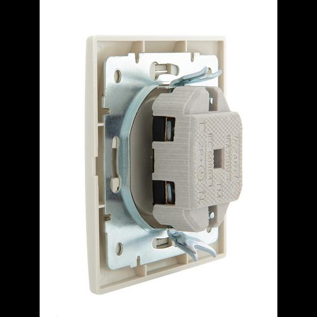 Розетка 1-м СП Mira 16А IP20 без заземл. со вставкой керамика крем. LEZARD 701-0303-121 фото 5