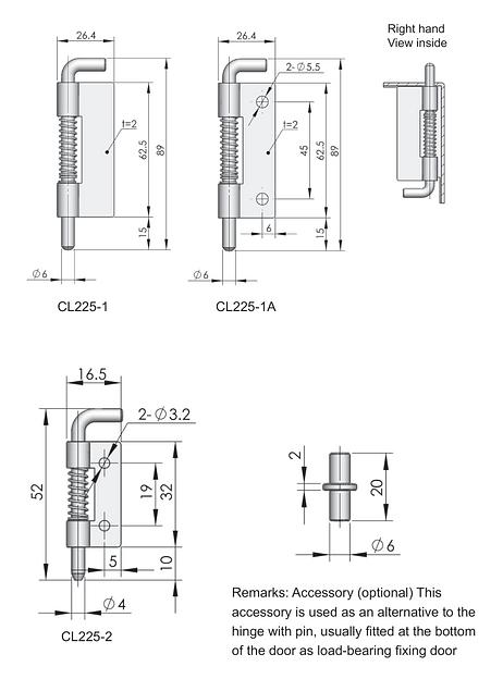 Петля с пружиной CL225-2-Z фото 2