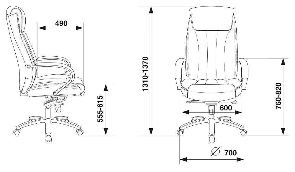 Кресло руководителя Бюрократ T-9922SL черный кожа крестовина металл хром фото 6