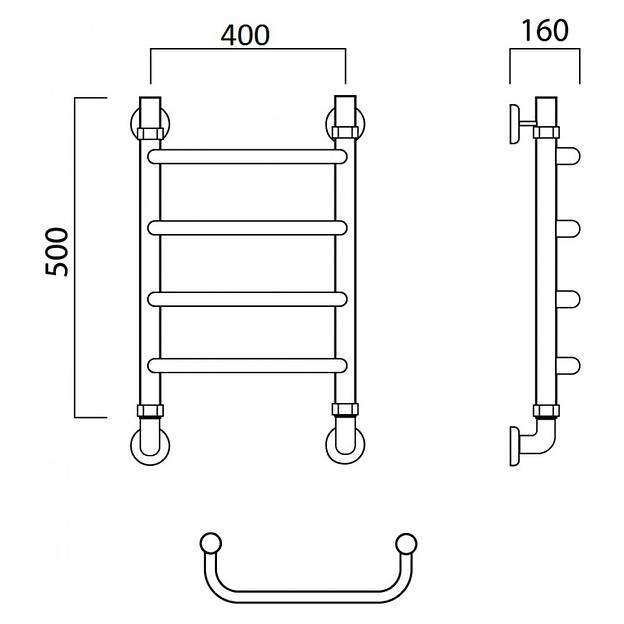 Полотенцесушитель водяной Роснерж Скоба L102000 50x40 фото 3