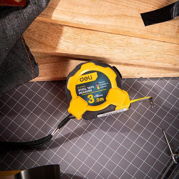 Измерительный и разметочный инструмент Deli Рулетка Deli DL3795 3м*16мм, Автостоп, ударопрочный корпус, метрическая фото 4