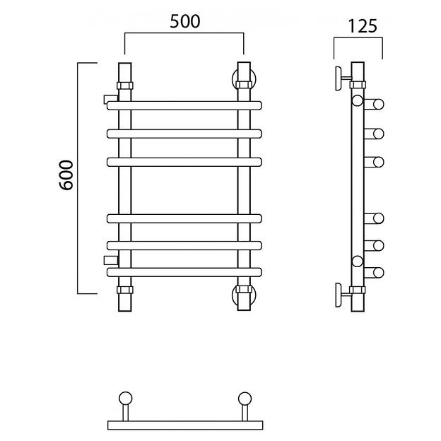 Полотенцесушитель водяной Роснерж Нео 1 L106011 60x50 с боковым подключением 400 групповой фото 2