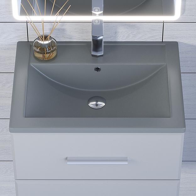 Раковина кварцевая для ванной Uperwood Foster Quartz 60 см, серая матовая, бетон фото 2