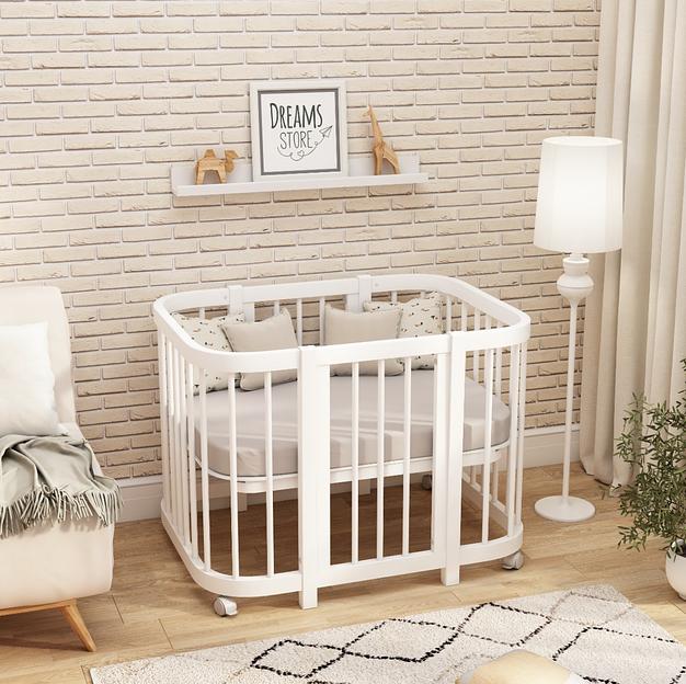 Детская кроватка-трансформер для новорожденных Smart White фото 1