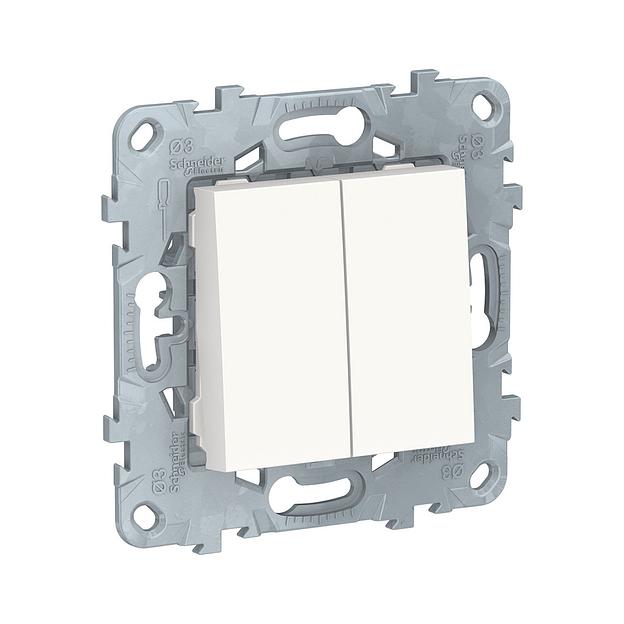 Выключатель двухклавишный SE NU521118 Unica New белый фото 1