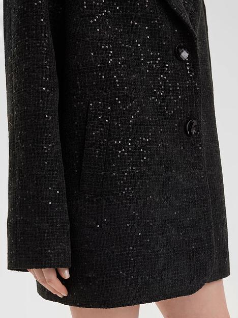 Пиджак женский oversize c пайетками, черный, опт фото 3