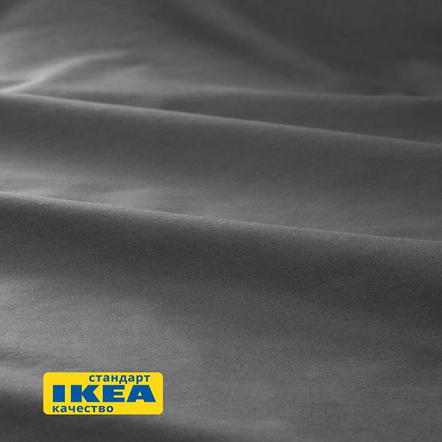 Пододеяльник евро, 2 наволочки ЛЮТЕСМИО (ИКЕА ЛЮКТЭСМИН) 200x200/50x70, темно-серый, сатин KL-90442536 фото 6