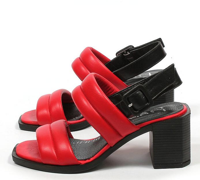 Босоножки женские из натуральной кожи на каблуке, арт.512 красный ОПТ фото 6
