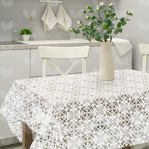 Клеенка столовая ПВХ "LACE", 1,32х22м Арабеска 7044-014 (белый) фото 1