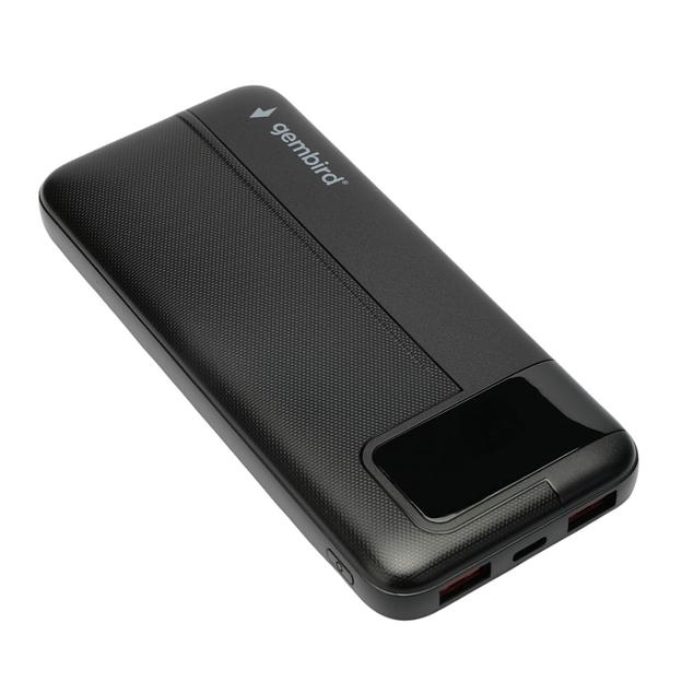 Портативный аккумулятор Gembird GPB-10Q, 10000мАч, QC/PD, дисплей, черный фото 1