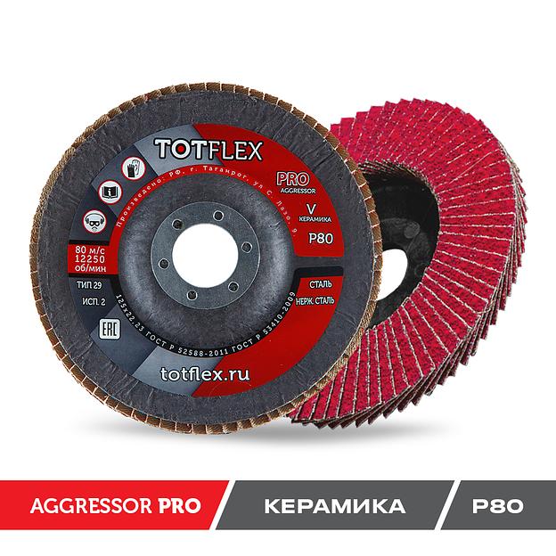 Круг лепестковый торцевой Totflex Aggressor-Pro 2 125x22 V Р80 ОПТ фото 1