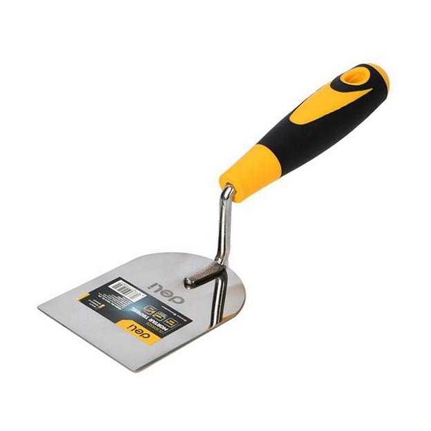 Кельма (мастерок) Deli DL509324 нержавеющая сталь, рабочая часть 60х100мм, форма "лопатка", прорезиненная рукоятка фото 1