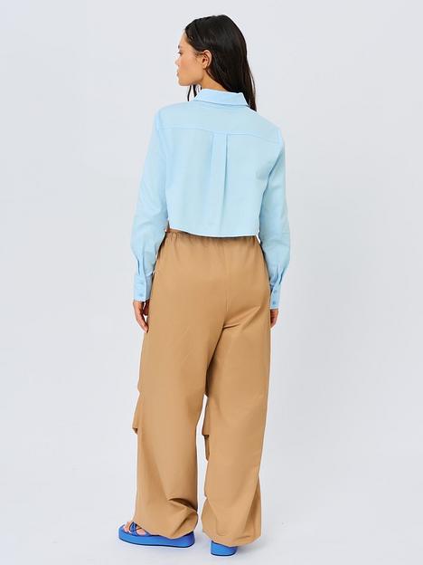 Рубашка женская короткая, голубой, опт фото 4