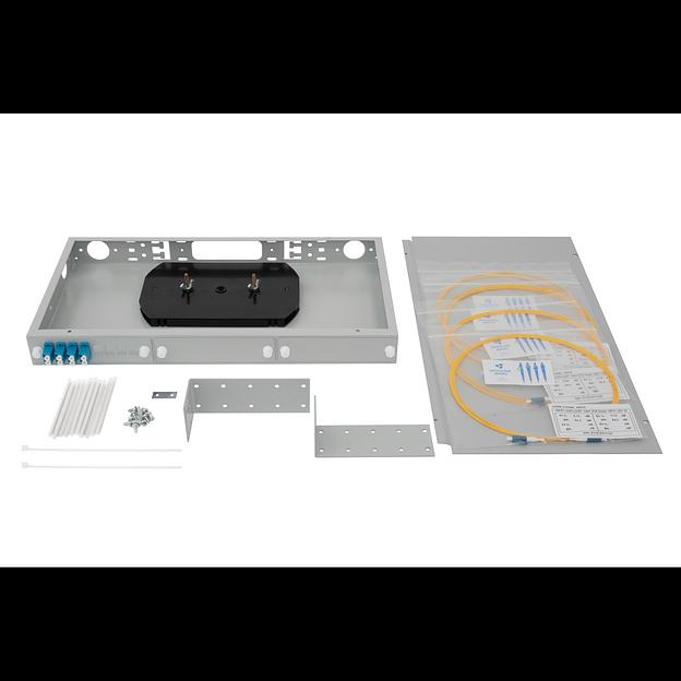 Кросс оптический 19" (ШКОС) укомплектованный на 8 LC портов (комплект с розетками и пигтейлами) фото 2