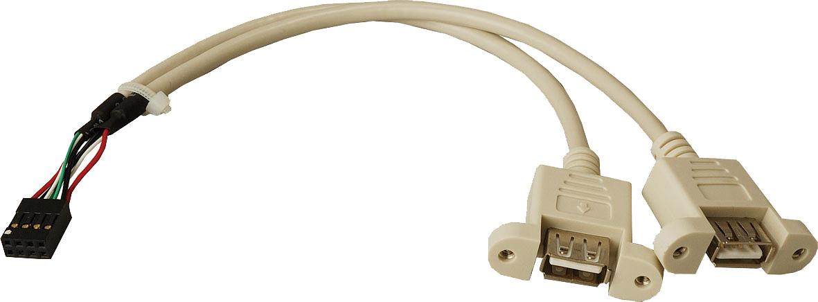 Кабель 2 x USB, 21см фото 1