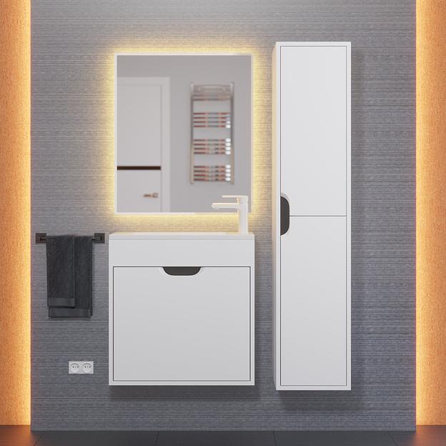 Тумба под раковину для ванной Uperwood Modul 60 см, подвесная, матовая, белая/графит фото 5