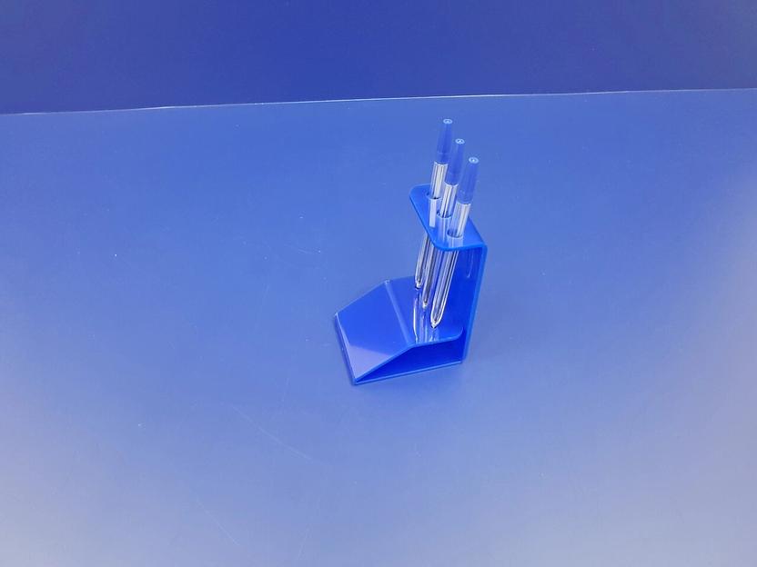 Подставка для ручек карандашей кистей 3 секции.(вертикальное размещение, место для логотипа, синяя) фото 2