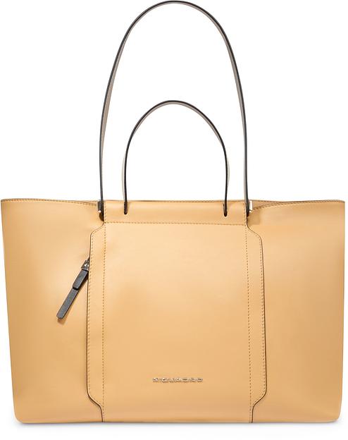 Деловая сумка женская Piquadro Circle BD3336W92/GBE с отделением для ноутбука шафрановый/бежевый натур.кожа фото 1