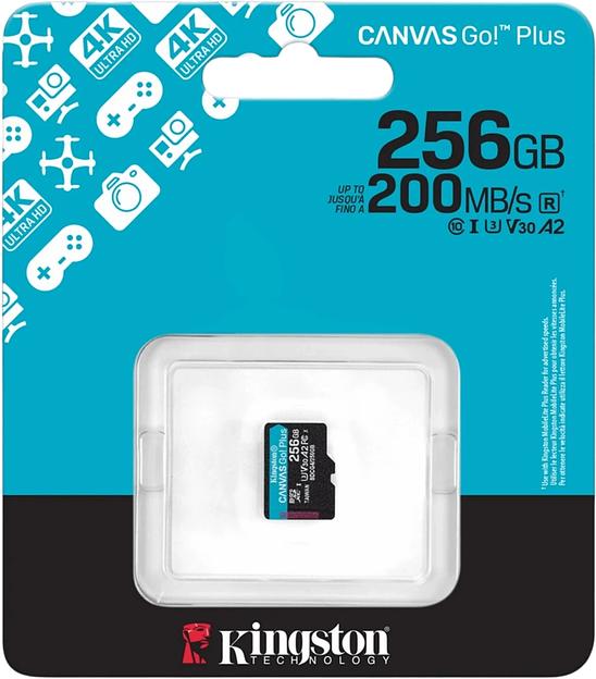 Флеш карта microSDXC 256GB Kingston SDCG4/256GBSP Canvas Go! Plus V10 A2 w/o adapter фото 2