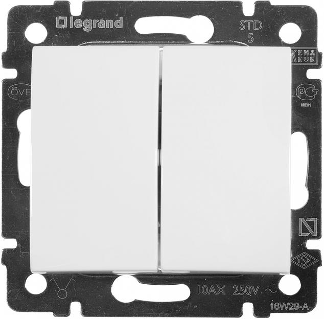 Выключатель Legrand Valena скрыт. 2кл. IP20 белый (774405) фото 1