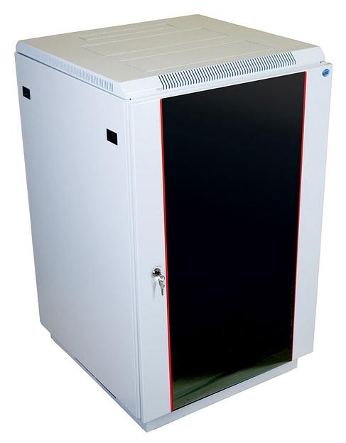 Шкаф коммутационный ЦМО (ШТК-М-18.6.6-1ААА) напольный 18U 600x600мм пер.дв.стекл задн.дв.стал.лист 2 бок.пан. направл.под закл.гайки 270кг серый 455мм 48.6кг 180град. 960мм фото 1