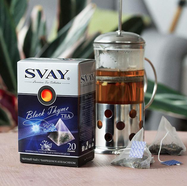 Чёрный чай с чабрецом и апельсином Svay «Black Thyme» 20×2.5 г, опт фото 1