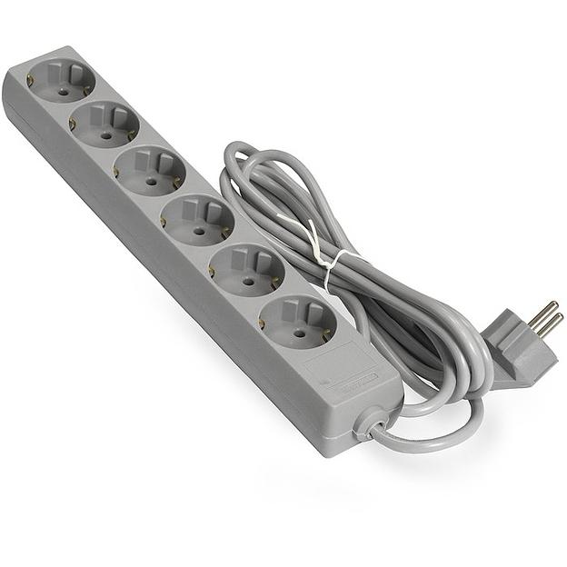 Exegate EX285832RUS Удлинитель ExeGate ECE-6-3G (6 евророзетки с заземлением, 3м, серый) фото 1