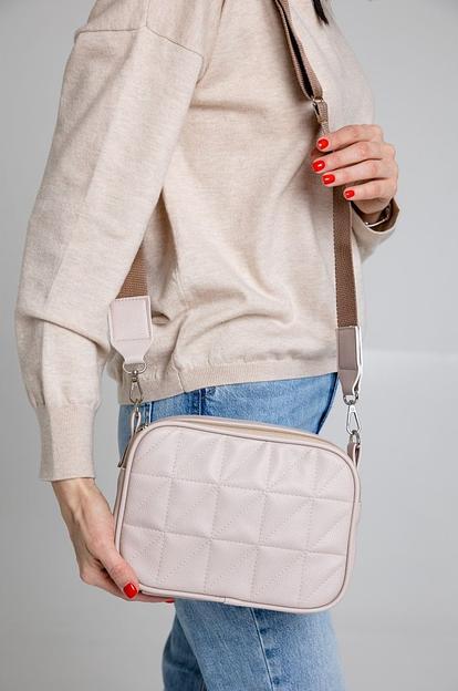 Женская сумка кросс-боди серо-бежевая опт фото 3