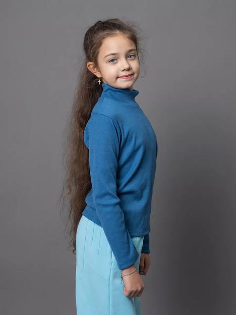 Водолазка школьная на девочку KristiKlo «Лапша» голубая ОПТ фото 1