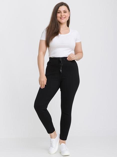 Джеггинсы женские с высокой посадкой на резинке черные весна ОПТ фото 1