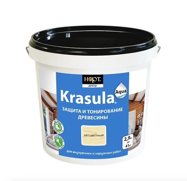 Защитно-декоративный состав «KRASULA» AQUA для древесины 2,9 л, опт фото 1