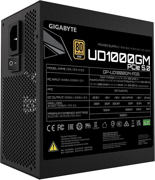Блок питания Gigabyte ATX 1000W GP-UD1000GM PG5 80+ gold (24+4+4pin) APFC 120mm fan 8xSATA Cab Manag RTL фото 6